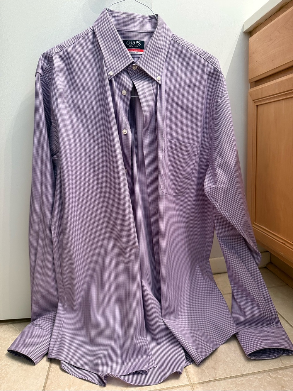 Chaps Men's Purple Micro-Check Button-Down Dress Shirt